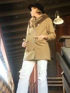 Vintage Pierre Cardin Camel Wool Coat, Designer Vintage Jacket