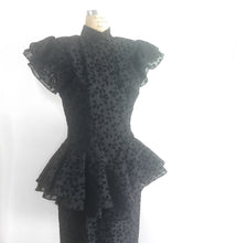 Load image into Gallery viewer, Vintage Peplum Set, Lilli Rubin Flocked Top and Skirt