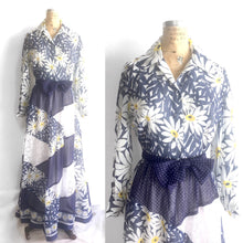 Load image into Gallery viewer, Vintage Floral Patchwork Maxi, 60s 70s Bohemian Hostess Dress