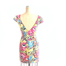 Load image into Gallery viewer, 80s Morton Myles Sequined Bold Floral Dress, vintage mini dress