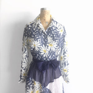 Vintage Floral Patchwork Maxi, 60s 70s Bohemian Hostess Dress