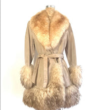 Load image into Gallery viewer, 70s Suede and Lamb trim Coat, Vintage Penny Lane Jacket