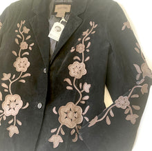 Load image into Gallery viewer, Loretta Appliqued Suede Jacket, vintage blazer
