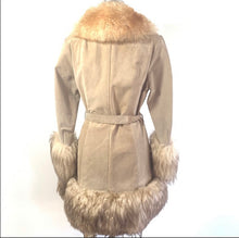 Load image into Gallery viewer, 70s Suede and Lamb trim Coat, Vintage Penny Lane Jacket